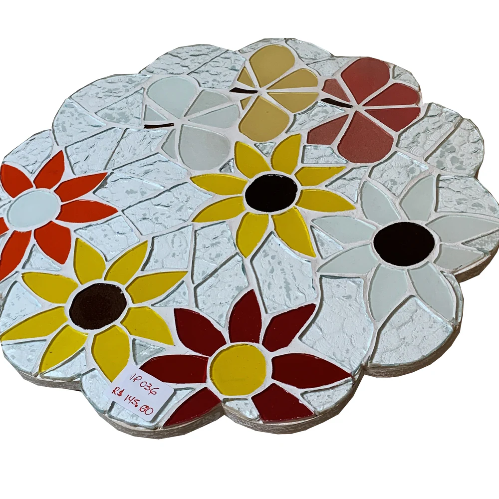Centro De Mesa Bandeja Giratória Arte Em Vidro 35 cm