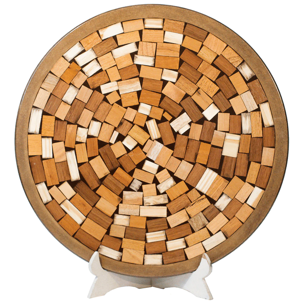 Prato giratorio madeira diametro 50 cm em mosaico madeira